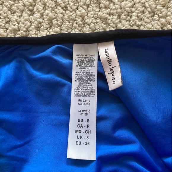 Nanette Lepore Floral One Piece Swimsuit Black Blue Size Small Cheeky LIKE NEW - Picture 9 of 10